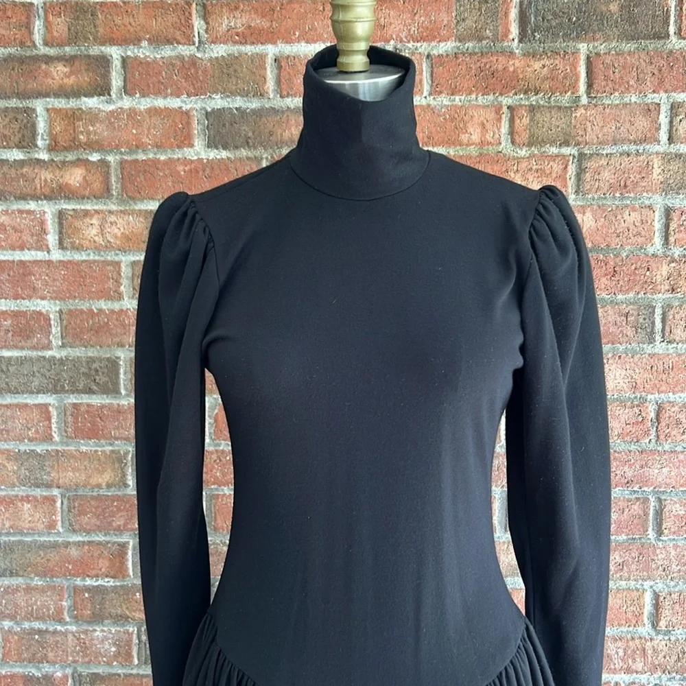 Vintage Go Vicki! Black Long Sleeve Drop Waist Dress size 4 - Picture 2 of 9